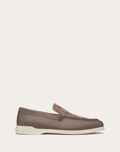 Valentino Garavani Leisure Flows Toile Iconographe Loafers In Clay