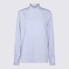 Valentino Garavani Cotton Striped Shirt With Button-down Collar In Blue