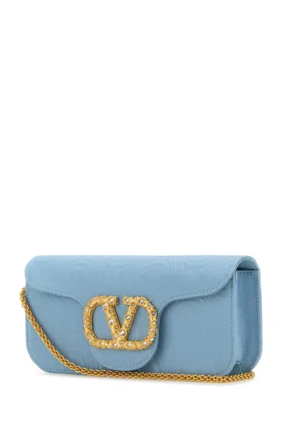 Valentino Garavani Light Blue Fabric Locã² Clutch