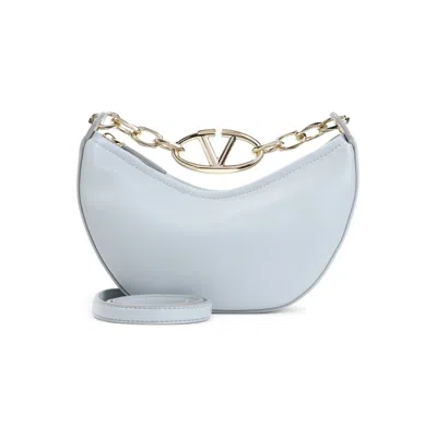 Valentino Garavani Light Blue Leather Mini Hobo Vlogo Moon Handbag