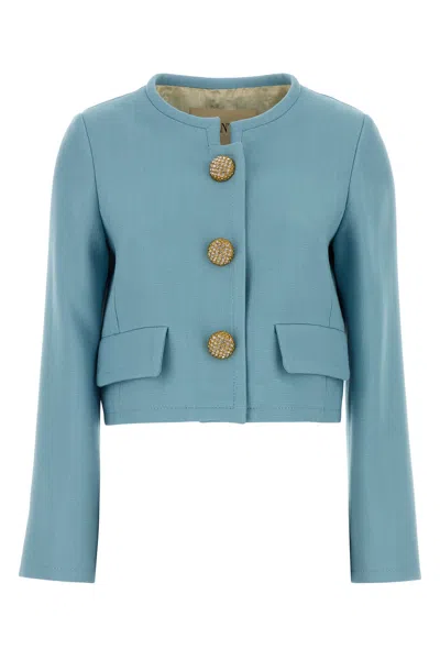 Valentino Garavani Light Blue Viscose Blazer In Multi