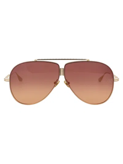 Valentino Garavani Light Gol Titanium Sunglasses In Gold