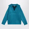 Valentino Garavani Turquoise Silk Blend Sweater In Blue