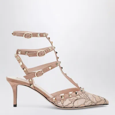 VALENTINO GARAVANI VALENTINO GARAVANI | LIGHT PINK ROCKSTUD LACE PUMPS