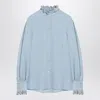 Valentino Womens Angel Blue Embroidered Long-sleeves Linen Shirt In Blue