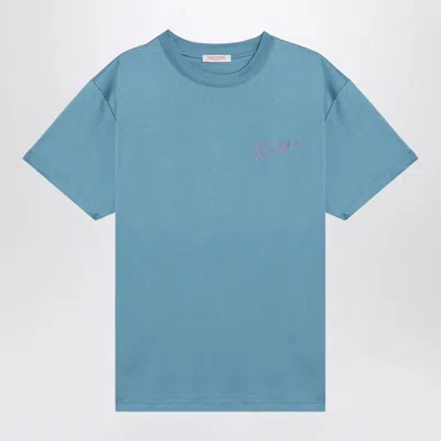Valentino Garavani Light T-shirt With Vlogo Signature Print In Blue