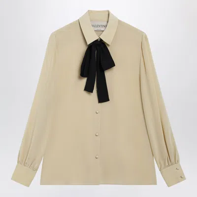 Valentino Garavani Lightweight Silk Bow Mini Shirt For Women In Neutral