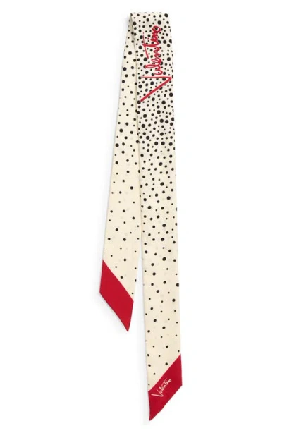 Valentino Garavani Little Stars Print Silk Skinny Scarf In White