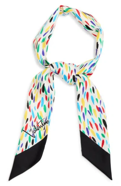 Valentino Garavani Little Stars Print Silk Skinny Scarf In Multi
