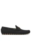 Valentino Garavani Driver Fastaway Loafer In Deerskin Suede In Black