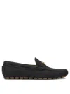 Valentino Garavani Driver Fastaway Loafer In Deerskin Suede In Black