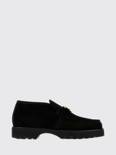Valentino Garavani Suede Vlogo Signature Loafers With Rubber Sole In Black