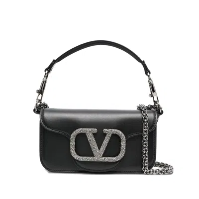 Valentino Garavani Loc Small Leather Shoulder Bag In Black
