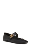 Valentino Vlogo Mary Jane Leather Ballerina Flat In Nero