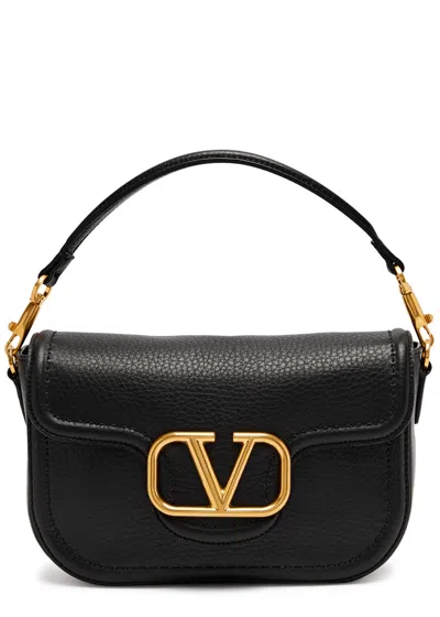 Valentino Garavani Locò Grained Leather Shoulder Bag In Black