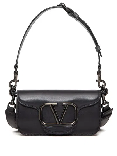 Valentino Garavani Locò Mini Leather Shoudler Handbag In Black