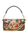 Valentino Loco Small Flower Beaded Shoulder Bag In Multi Green
