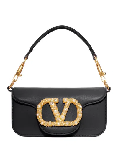 Valentino Garavani Locò Small Leather Shoulder Bag In Black