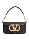 Valentino Small Leather Shoulder Bag With Crystal And Pearl Embellishments