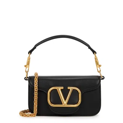 Valentino Garavani Locò Small Leather Shoulder Bag In Black