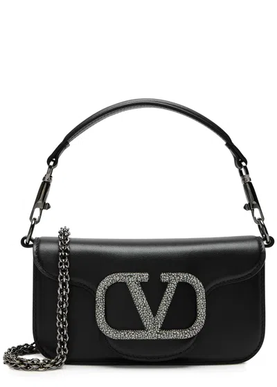 Valentino Garavani Locò Small Leather Shoulder Bag In Black