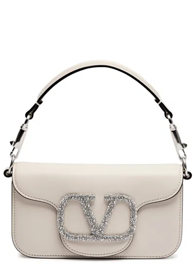 Valentino Garavani Locò Small Leather Shoulder Bag In Ivory