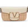 VALENTINO GARAVANI VALENTINO GARAVANI LOCÒ WOVEN WICKER & LEATHER SHOULDER BAG