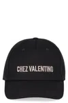 Valentino Cotton Baseball Cap With Embroidery In Black