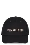 Valentino Cotton Baseball Cap With Embroidery In Black