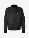 Valentino Nylon Bomber With Leather Patch And Vlogo Detail In Black