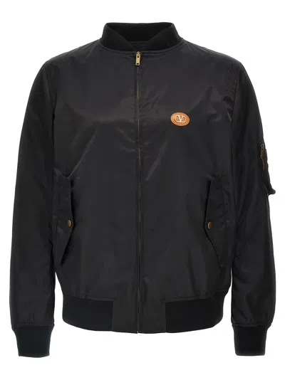Valentino Garavani Logo Bomber Jacket In Black