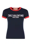Valentino Crew Neck Cotton T-shirt With Contrast Trim In Multi