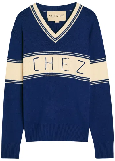 VALENTINO VALENTINO GARAVANI LOGO-EMBROIDERED KNIT JUMPER