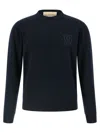 Valentino Wool Crew Neck Sweater In Blue