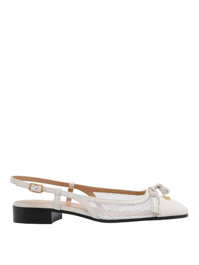 Valentino Garavani Logo Flat Ballets In White