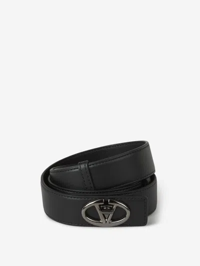Valentino Garavani Logo Leather Belt In Black
