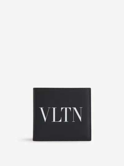 Valentino Garavani Logo Leather Wallet In Logo Printed On The Front In Contrast