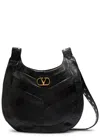 Valentino Garavani Medium Hoboho Bag In Chevron-pattern Nappa In Black