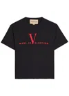 Valentino Black Crew Neck T-shirts In Black