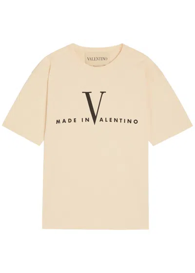 Valentino Garavani Cotton T-shirt With Made In Print Clothing In Nude