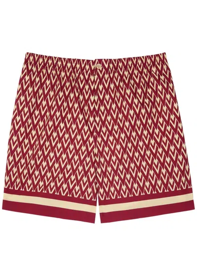 Valentino Garavani Logo-printed Cotton-poplin Shorts In Multi