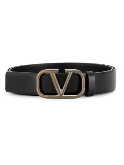 Valentino Garavani Logo V Belt Accessories In Black