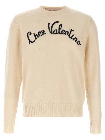 Valentino Garavani Logo-embroidered Virgin Wool Cardigan In Neutral