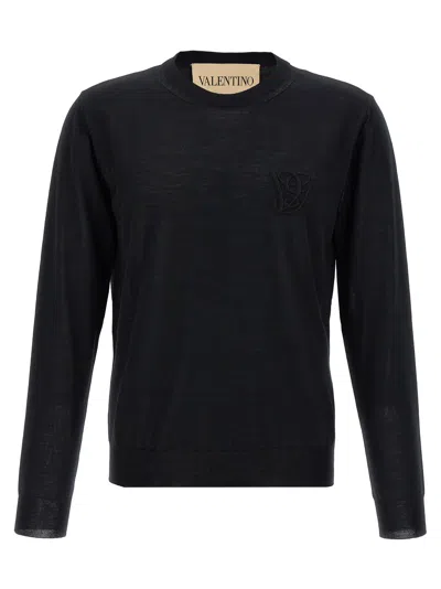 Valentino Garavani Logo-embroidered Wool Sweater In Black