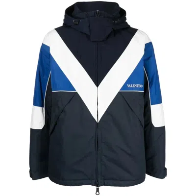 Valentino Garavani Logo-print Zip-up Jacket In Blue