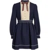 Valentino Pleated Pintuck Bow-front Mini Dress