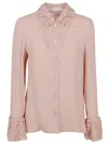 Valentino Chemisier En Georgette Femme Rose Mist 40 In Pink