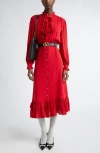Valentino Garavani Long Sleeve Silk Georgette Midi Dress