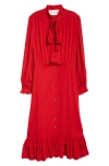 Valentino Garavani Dress With Ruffled Bow In Dark Red