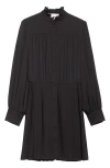 Valentino Garavani Long Sleeve Silk Georgette Shirtdress In Black